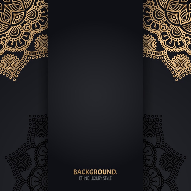 islamic black background with golden Geometric mandala circles