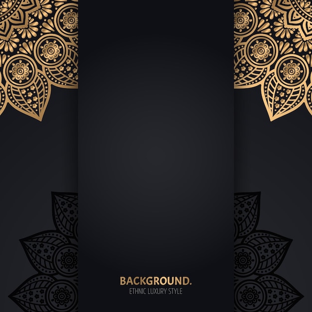 islamic black background with golden Geometric mandala circles