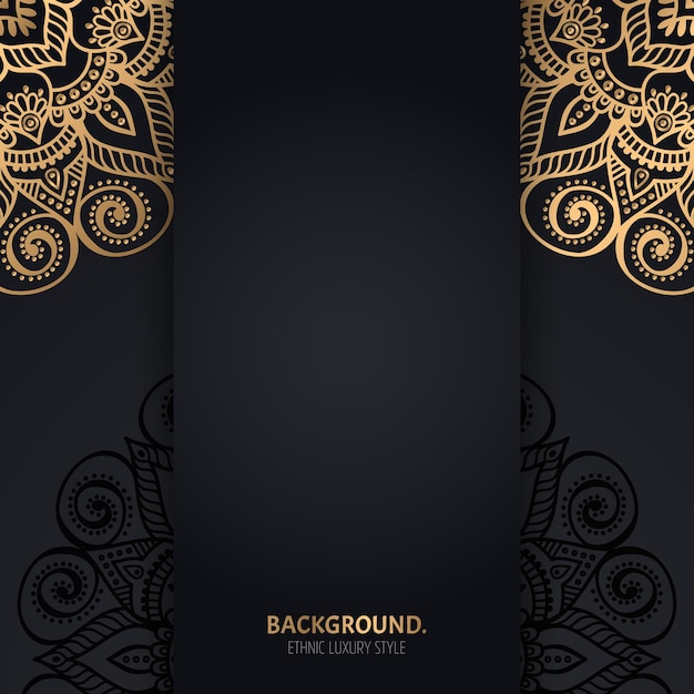 islamic black background with golden Geometric mandala circles