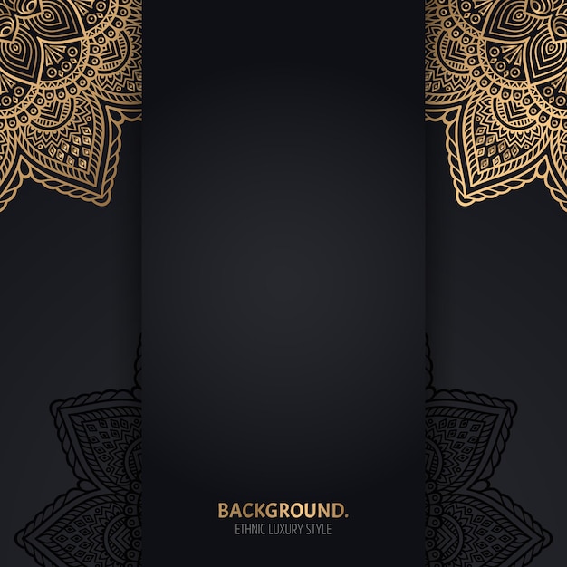 islamic black background with golden Geometric mandala circles