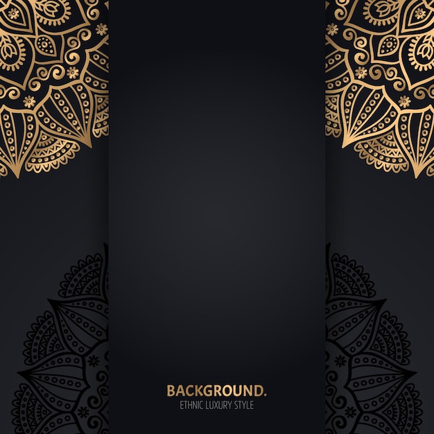 islamic black background with golden Geometric mandala circles