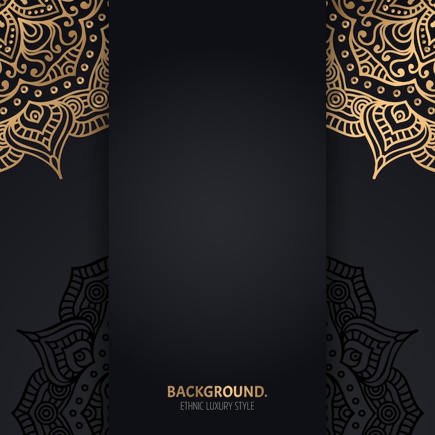 islamic black background with golden Geometric mandala circles