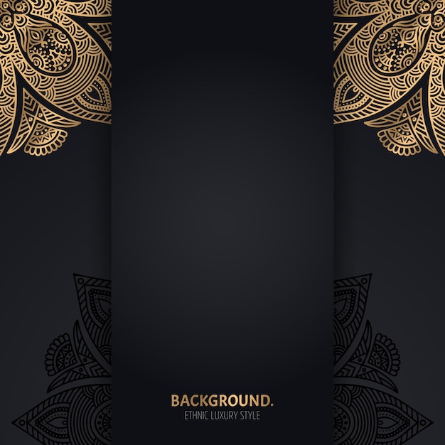 islamic black background with golden Geometric mandala circles