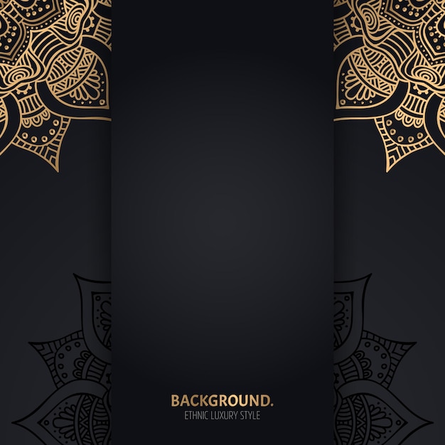 islamic black background with golden Geometric mandala circles