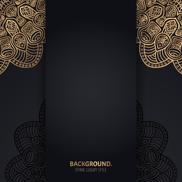 islamic black background with golden Geometric mandala circles