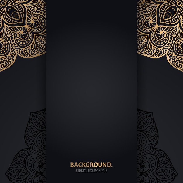 islamic black background with golden Geometric mandala circles