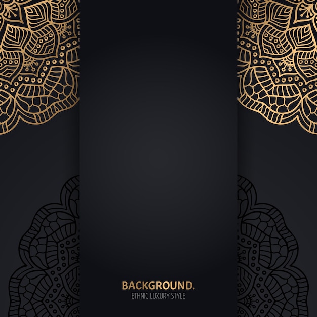 islamic black background with golden Geometric mandala circles