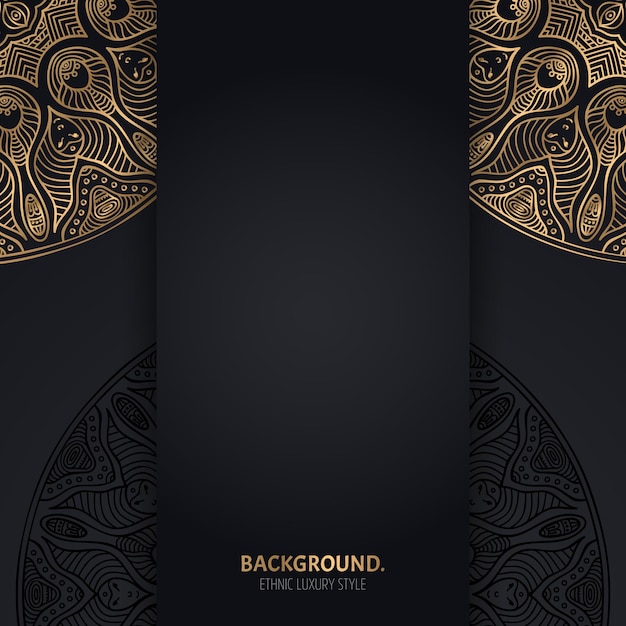 islamic black background with golden Geometric mandala circles