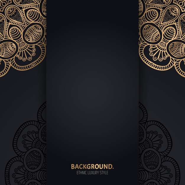 islamic black background with golden Geometric mandala circles