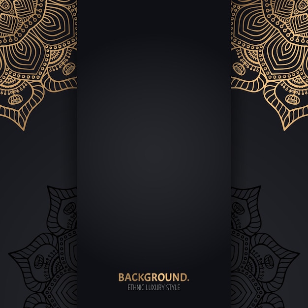 islamic black background with golden Geometric mandala circles