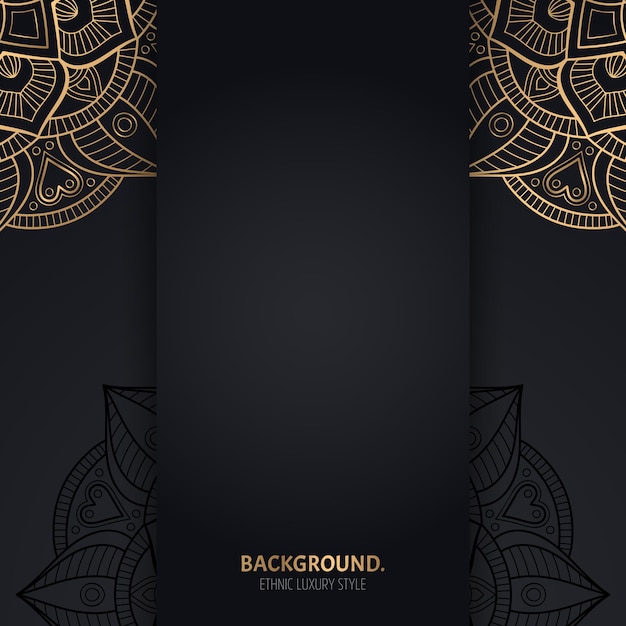 islamic black background with golden Geometric mandala circles