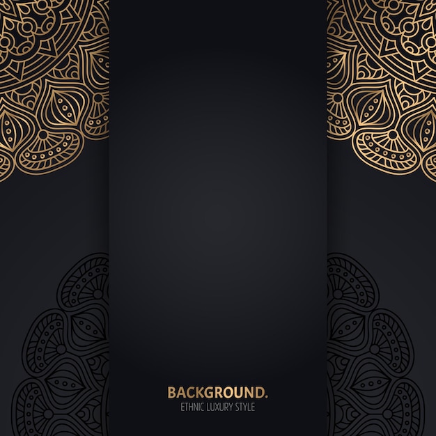 islamic black background with golden Geometric mandala circles