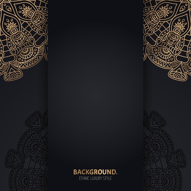 islamic black background with golden Geometric mandala circles