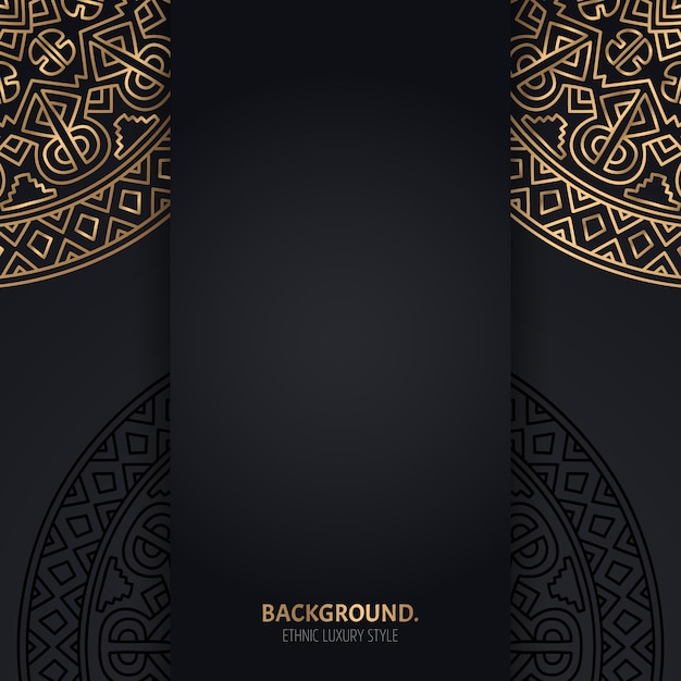 islamic black background with golden Geometric mandala circles