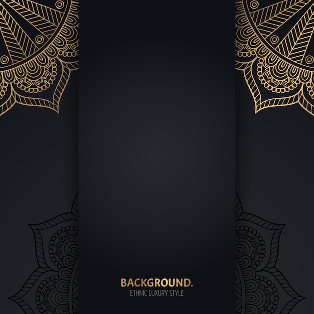 islamic black background with golden Geometric mandala circles