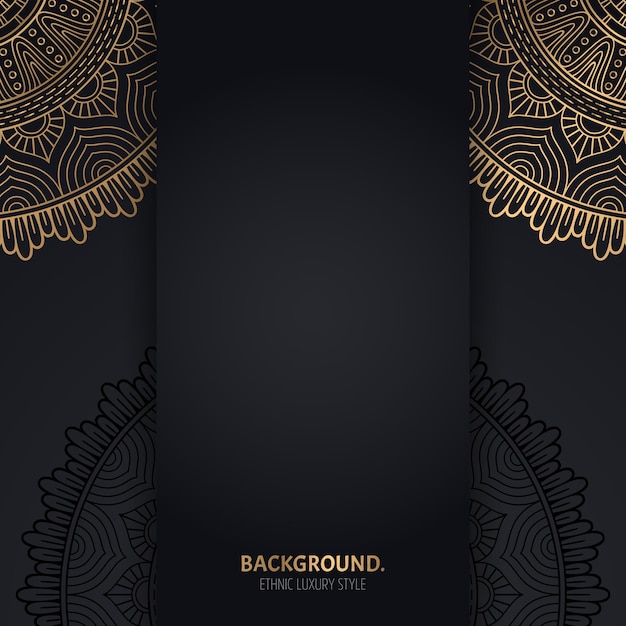 islamic black background with golden Geometric mandala circles