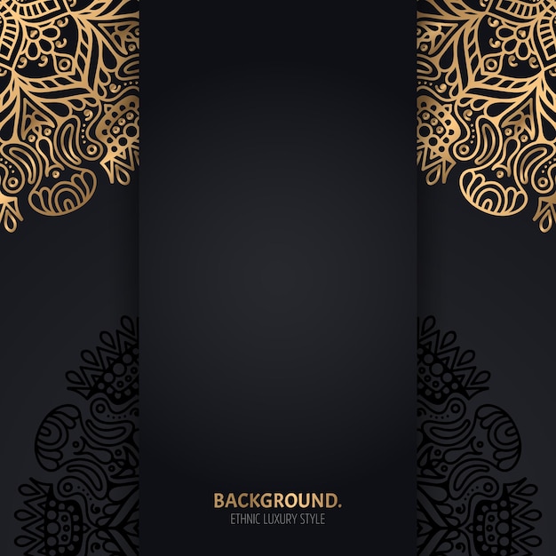 islamic black background with golden Geometric mandala circles