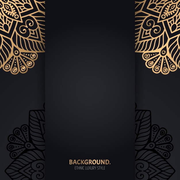 islamic black background with golden Geometric mandala circles