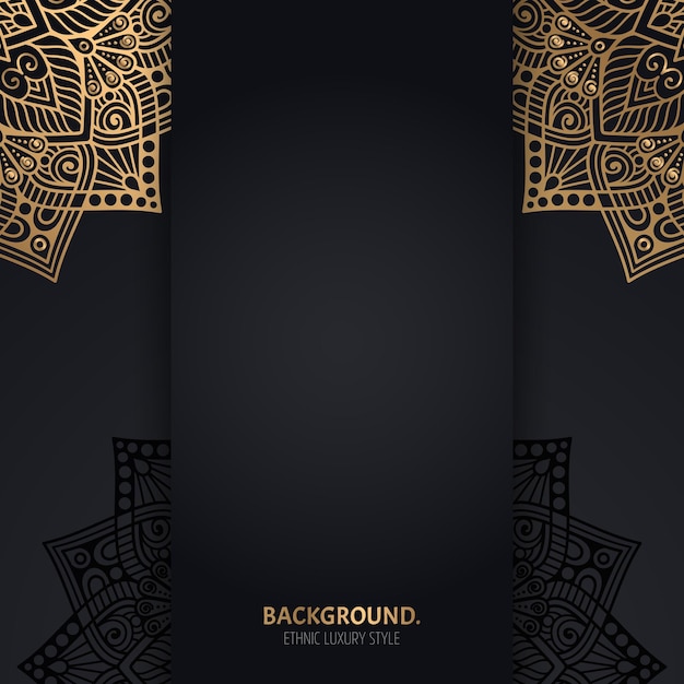 islamic black background with golden Geometric mandala circles