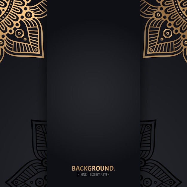 islamic black background with golden Geometric mandala circles