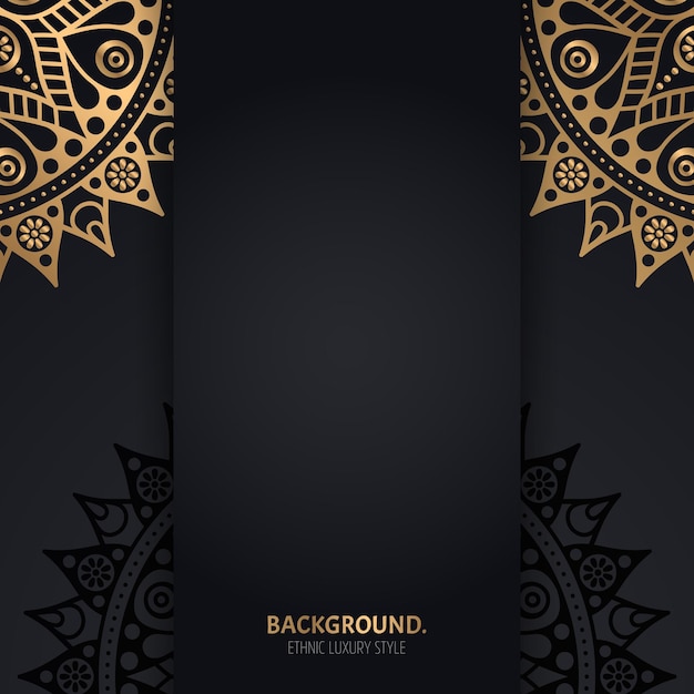 islamic black background with golden Geometric mandala circles