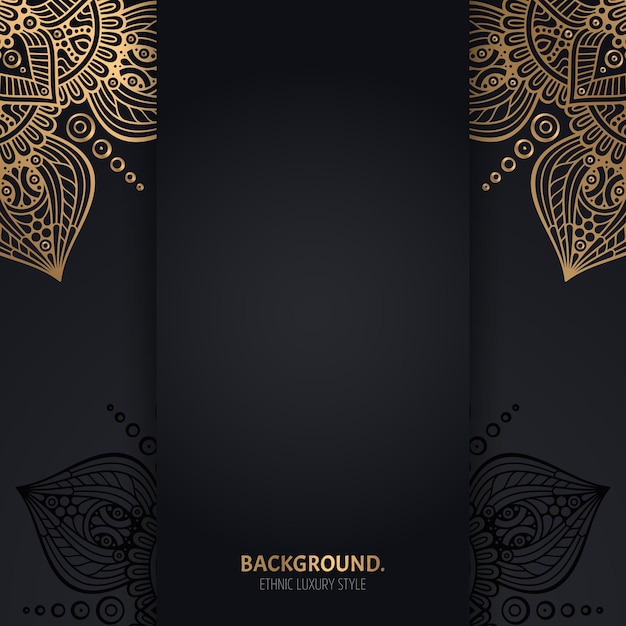 islamic black background with golden Geometric mandala circles