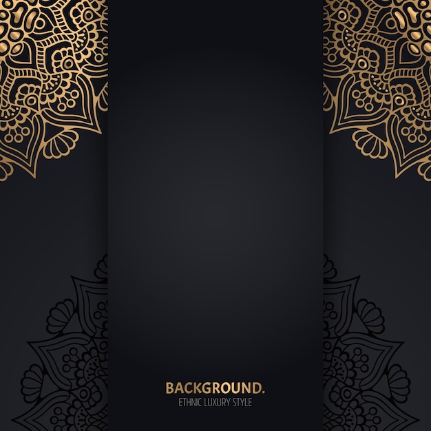 islamic black background with golden Geometric mandala circles