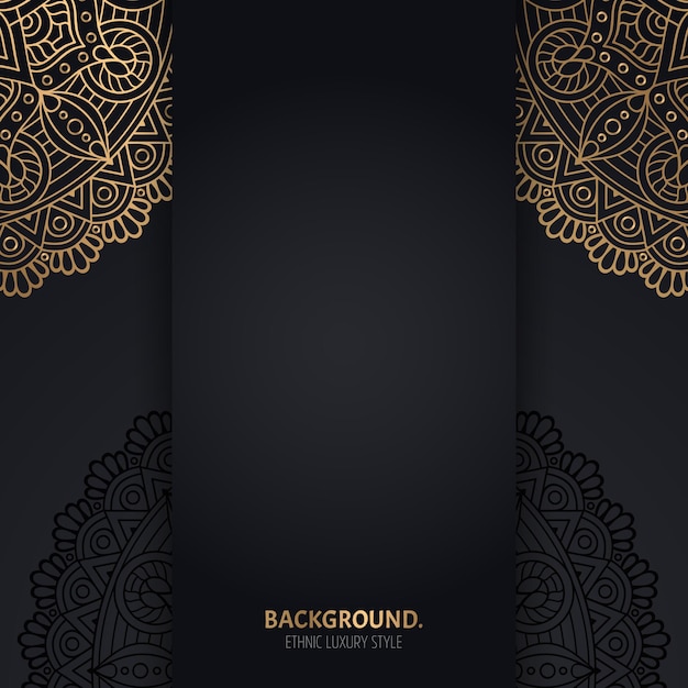 islamic black background with golden Geometric mandala circles