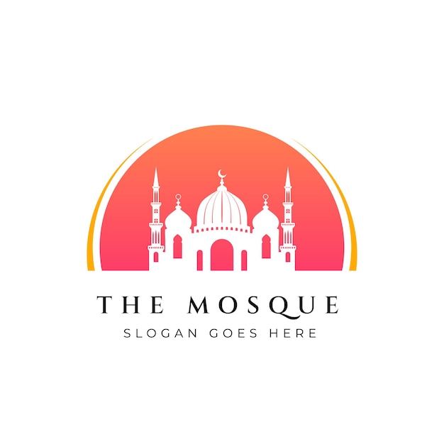 Islamic center icon silhouette logo design template with mosque vector illustration