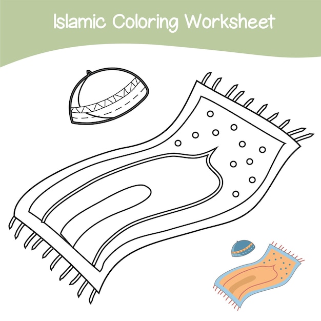 Islamic coloring worksheet Islamic religion items coloring book Coloring activity for kids