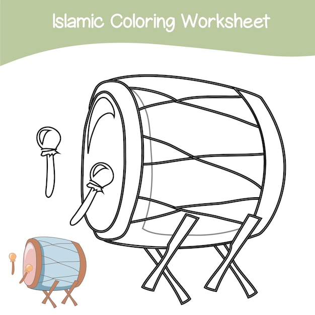 Islamic coloring worksheet Islamic religion items coloring book Coloring activity for kids