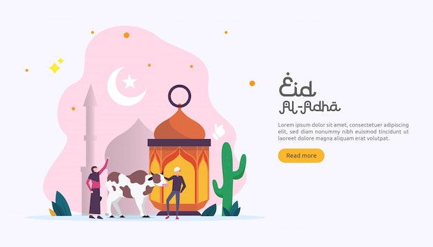 Islamic concept for Happy eid al adha or sacrifice celebration event