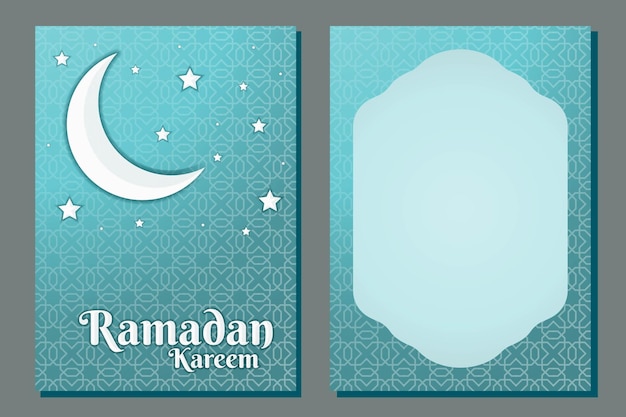 Islamic Crescent moon card Islamic decoration Ramadan Kareem wallpaper background blue