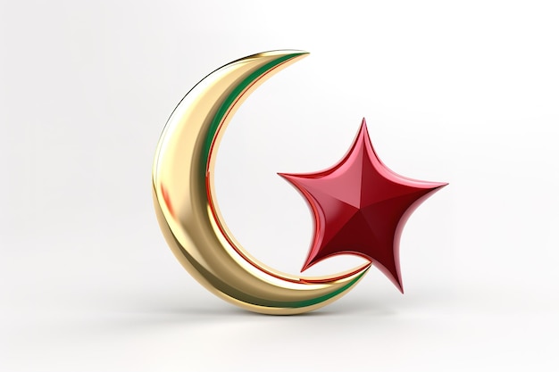 Islamic crescent and star on light background