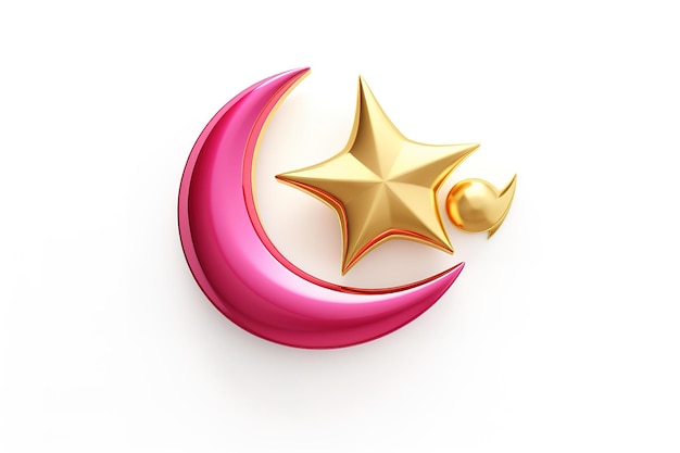 Islamic crescent and star on light background