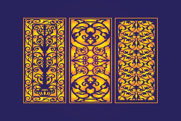 Islamic Decorative Laser Cut Panels Template With Abstract Geometric Texture and Floral Laser