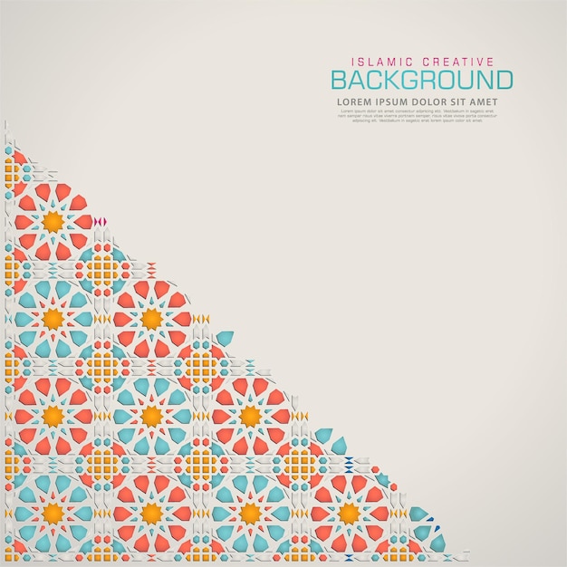 Islamic design greeting card background template with ornamental colorful detail of floral mosaic islamic art ornamentNew collection Vector illustration