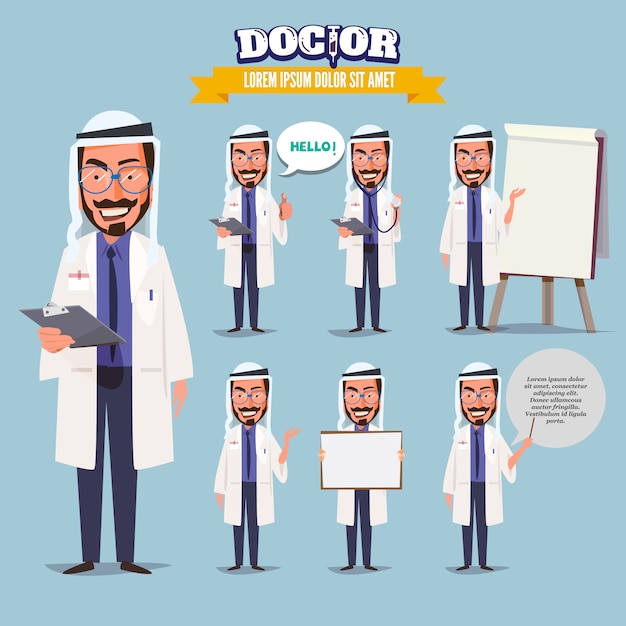 Islamic doctor in various actions 