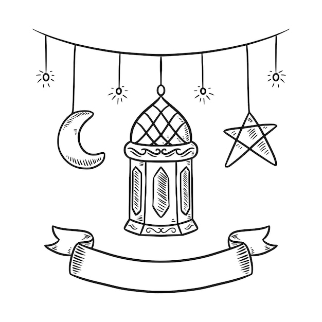 Islamic doodle set vector hand drawn02