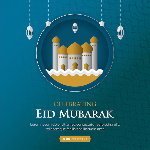 Islamic eid celebration social media post template