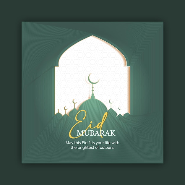 Islamic eid festival greeting social media post square size template