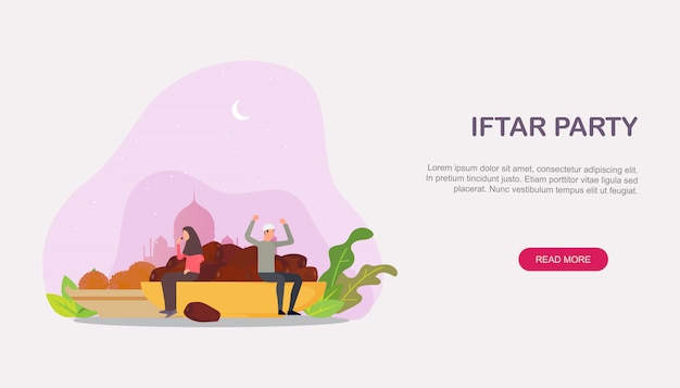 Islamic family Iftar eating After Fasting landing page