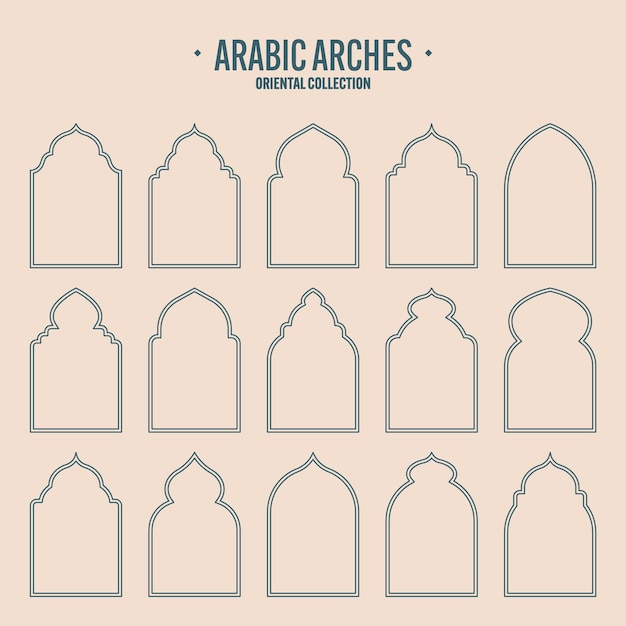 Islamic frames oriental style objects arabic shapes windows and arches traditional ornamental banner