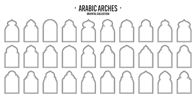 Islamic frames oriental style objects arabic shapes windows and arches traditional ornamental banner