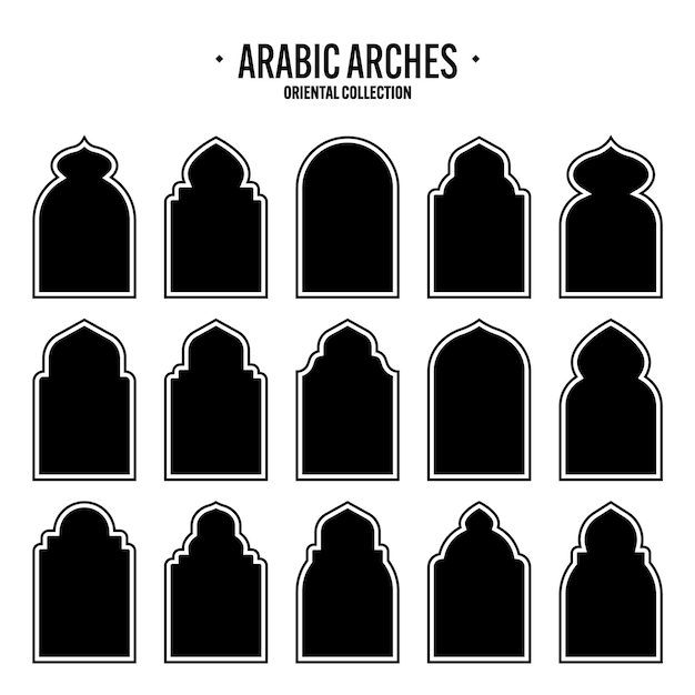 Islamic frames oriental style objects arabic shapes windows and arches traditional ornamental banner