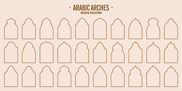 Vector islamic frames oriental style objects arabic shapes windows and arches traditional ornamental banner