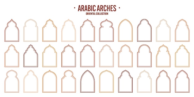 Islamic frames oriental style objects arabic shapes windows and arches traditional ornamental banner