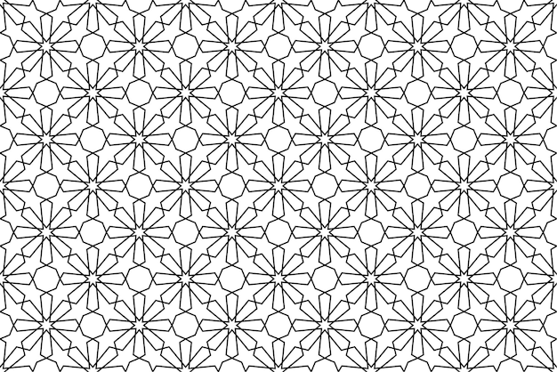 Islamic geometric background using black line on white background