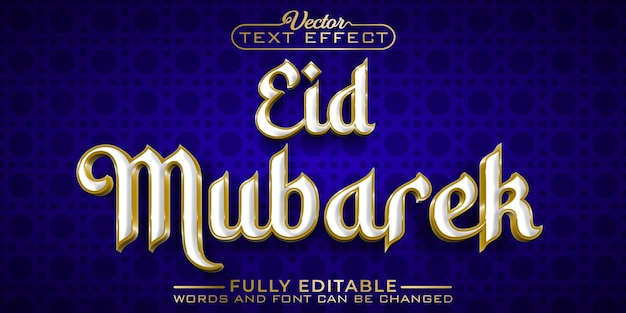 Islamic Golden Eid Mubarek Vector Editable Text Effect Template