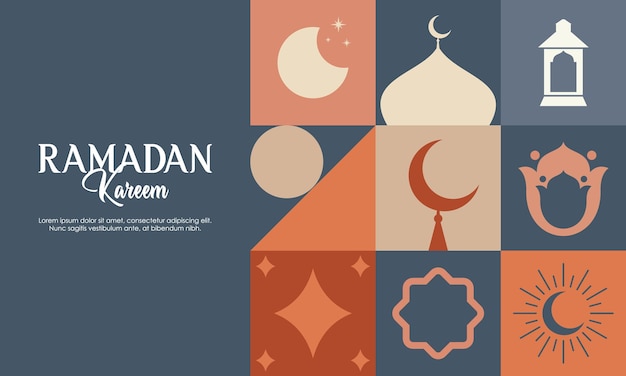 Islamic Greeting Card Template with Ramadan for Wallpaper Abstract Concept with Ramadan Elements